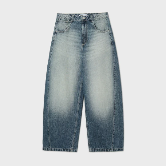 Zdjęcie produktu Cropp - Jeansy barrel z efektem sprania - surowy granatowy