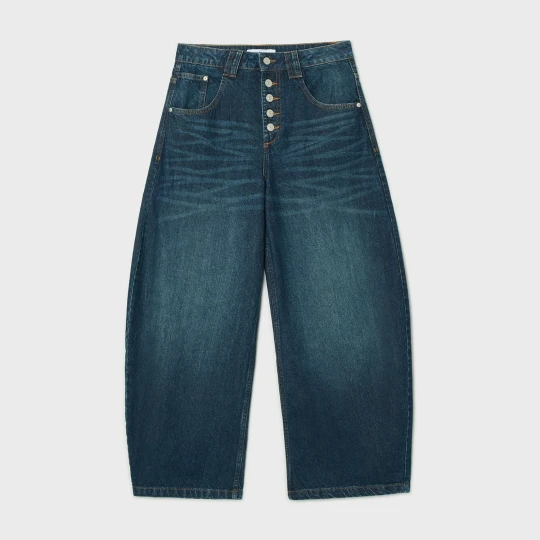 Zdjęcie produktu Cropp - Jeansy barrel z wysokim stanem - granatowy