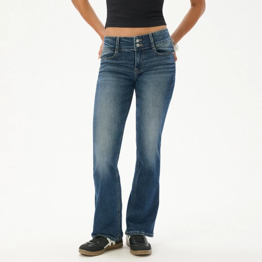 Zdjęcie produktu Cropp - Jeansy bootcut z efektem sprania - granatowy