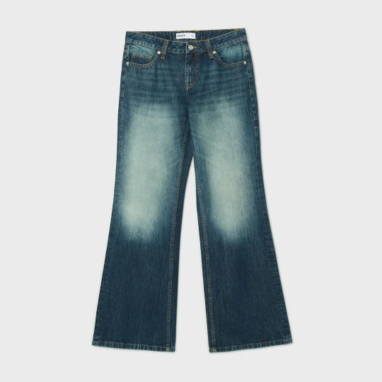 Zdjęcie produktu Cropp - Jeansy bootcut z efektem sprania - granatowy
