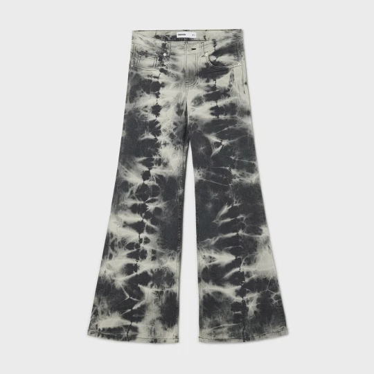Zdjęcie produktu Cropp - Jeansy flare z marmurkowym nadrukiem - jasny szary