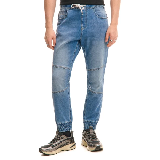 Zdjęcie produktu Cropp - Jeansy jogger z ozdobnymi sznurkami - niebieski