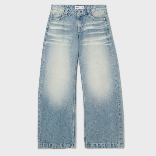 Zdjęcie produktu Cropp - Jeansy wide leg z efektem sprania i cekinami - niebieski