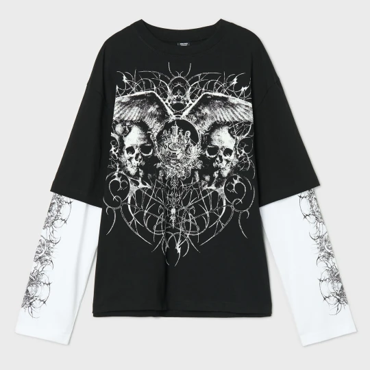 Zdjęcie produktu Cropp - Koszulka longsleeve z gotyckim motywem - czarny