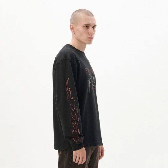 Zdjęcie produktu Cropp - Koszulka longsleeve z motywem płomieni - czarny