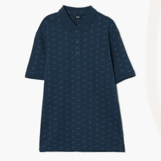 Zdjęcie produktu Cropp - Koszulka polo z nadrukiem rekinów - granatowy