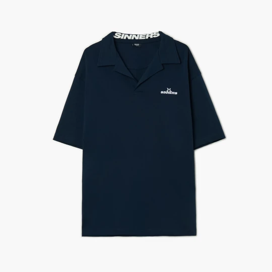 Zdjęcie produktu Cropp - Koszulka polo z napisem na kołnierzyku - granatowy
