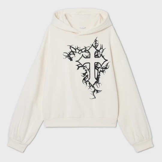 Zdjęcie produktu Cropp - Kremowa bluza hoodie z haftowanym - kremowy