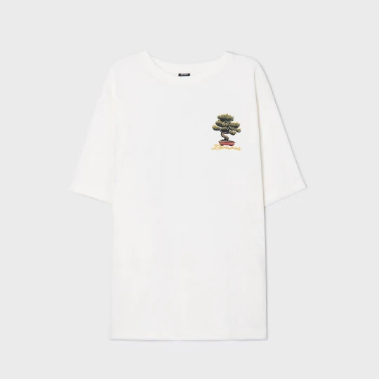 Zdjęcie produktu Cropp - Kremowa koszulka z drzewkiem bonsai - kremowy