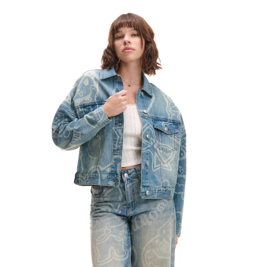 Zdjęcie produktu Cropp - Kurtka jeansowa oversize Kuromi - niebieski
