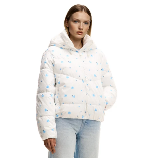 Zdjęcie produktu Cropp - Kurtka puffer w kwiaty z kapturem - wielobarwny