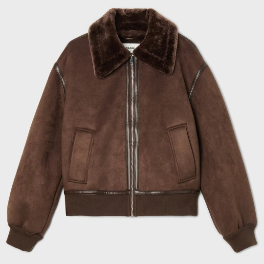 Zdjęcie produktu Cropp - Kurtka sherpa z elementami sztucznej skóry - brązowy