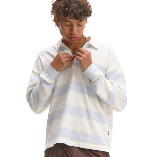 Zdjęcie produktu Cropp - Longsleeve polo w paski - kremowy