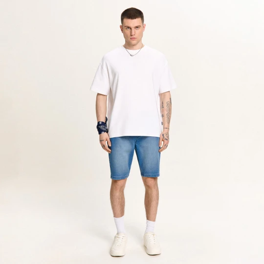 Zdjęcie produktu Cropp - Niebieskie jeansowe spodenki jogger - niebieski