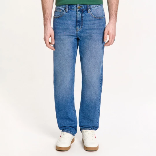 Zdjęcie produktu Cropp - Niebieskie jeansy regular z acid wash - niebieski