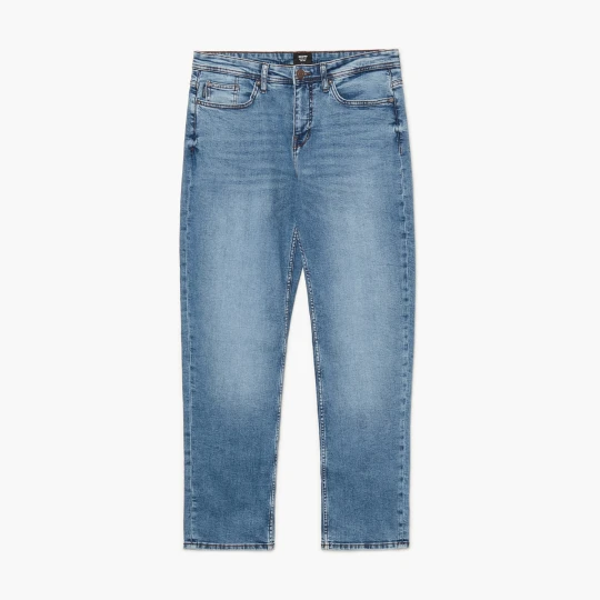 Zdjęcie produktu Cropp - Niebieskie jeansy regular z efektem sprania - niebieski