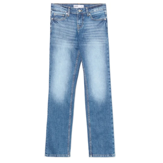 Zdjęcie produktu Cropp - Niebieskie jeansy slim z efektem sprania - niebieski
