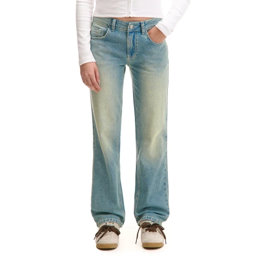 Zdjęcie produktu Cropp - Niebieskie jeansy straight w stylu vintage - niebieski