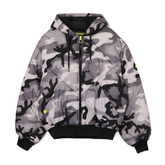 Zdjęcie produktu Cropp - Pikowana kurtka bomber z kapturem w moro - szary
