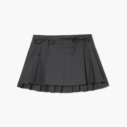 Zdjęcie produktu Cropp - Plisowana spódnica mini z kokardami - szary
