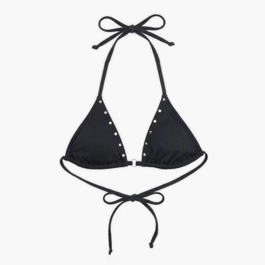 Zdjęcie produktu Cropp - Prążkowana góra od bikini z dżetami - czarny