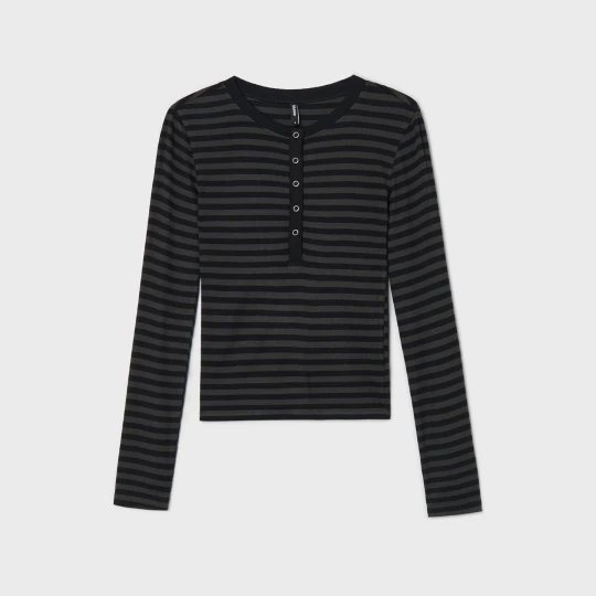 Zdjęcie produktu Cropp - Prążkowana koszulka longsleeve z zatrzaskami - szary