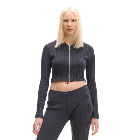 Zdjęcie produktu Cropp - Prążkowana szara bluza z kapturem - szary