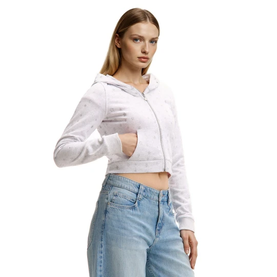Zdjęcie produktu Cropp - Rozpinana bluza z cekinowymi gwiazdkami - jasny szary