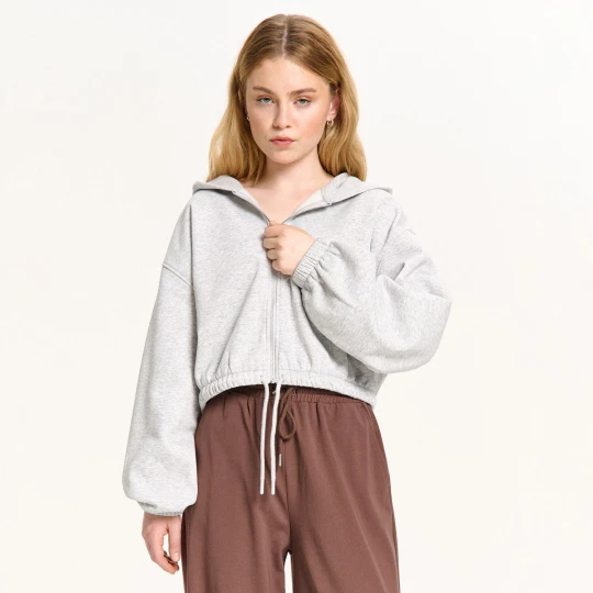 Zdjęcie produktu Cropp - Rozpinana bluza z dodatkową regulacją - jasny szary