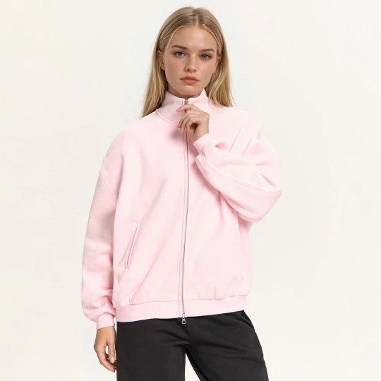Zdjęcie produktu Cropp - Rozpinana bluza ze stójką i nadrukiem - różowy