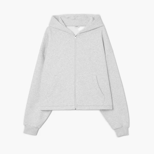 Zdjęcie produktu Cropp - Rozpinana solidna bluza z kapturem - jasny szary