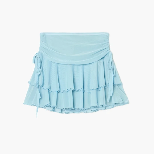 Zdjęcie produktu Cropp - Siateczkowa spódnica mini z falbanami - błękitny