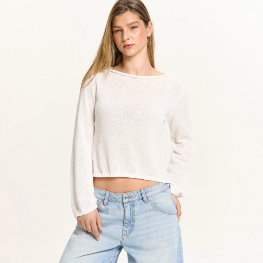 Zdjęcie produktu Cropp - Sweter z odkrytymi plecami i wiązaniem - biały