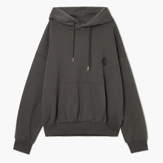 Zdjęcie produktu Cropp - Szara bluza hoodie z brandowym nadrukiem - szary