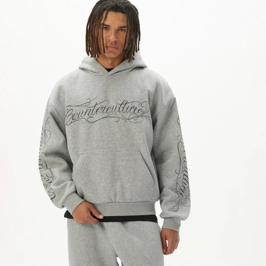 Zdjęcie produktu Cropp - Szara bluza hoodie z napisami - jasny szary