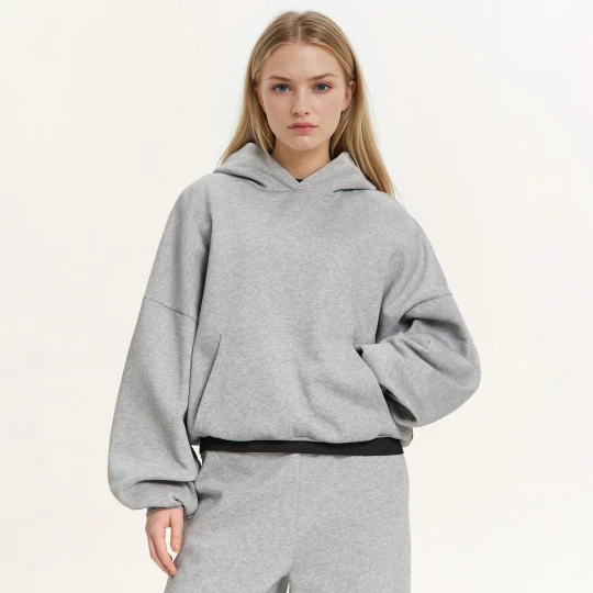 Zdjęcie produktu Cropp - Szara bluza z kapturem i ściągaczami - szary