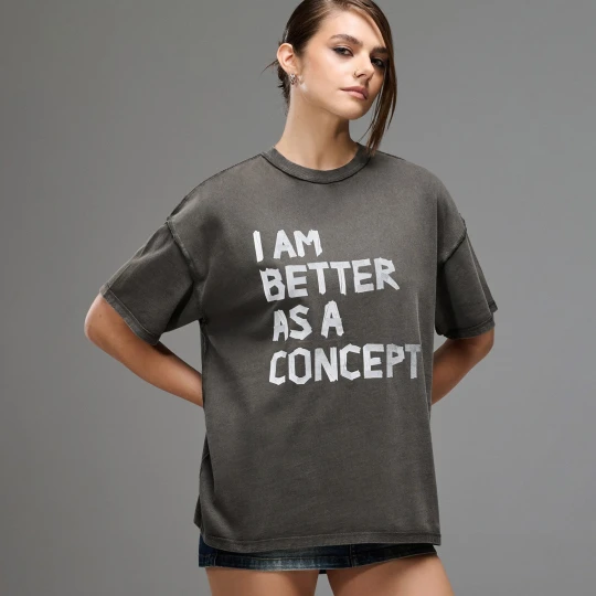 Zdjęcie produktu Cropp - Szara koszulka oversize z napisem - szary