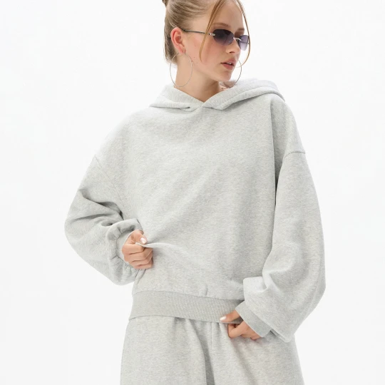 Zdjęcie produktu Cropp - Szara melanżowa bluza oversize z kapturem - jasny szary