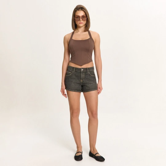 Zdjęcie produktu Cropp - Szare jeansowe szorty z efektem sprania - szary