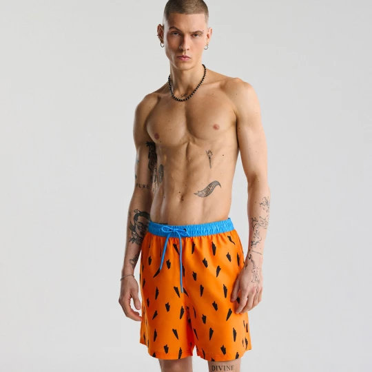 Zdjęcie produktu Cropp - Szorty kąpielowe The Flintstones - pomarańczowy