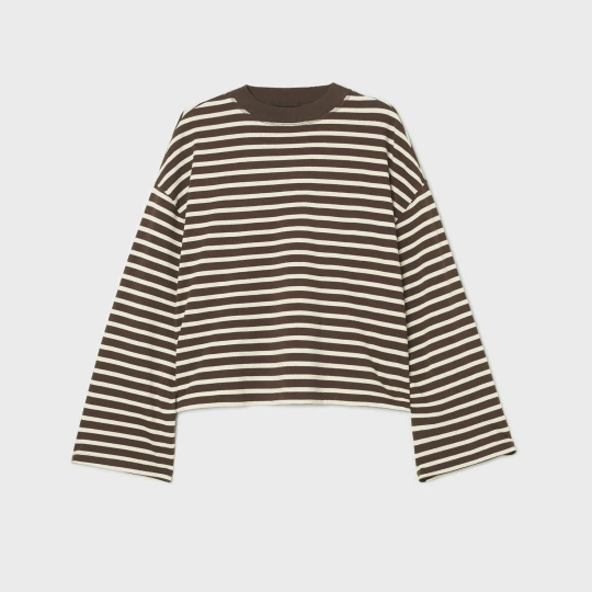 Zdjęcie produktu Cropp - T-shirt longsleeve w paski - brązowy