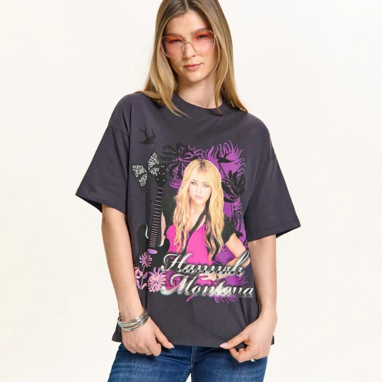 Zdjęcie produktu Cropp - T-shirt oversize Hannah Montana - szary