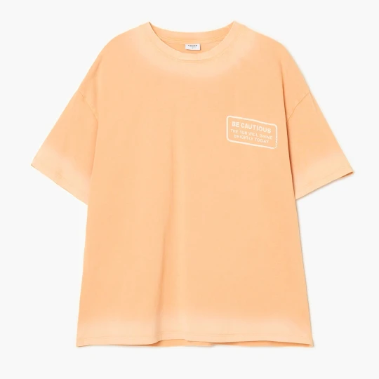 Zdjęcie produktu Cropp - T-shirt oversize z wakacyjnym motywem - pomarańczowy