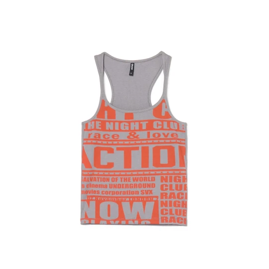 Zdjęcie produktu Cropp - Tank top z tekstowymi nadrukami - szary