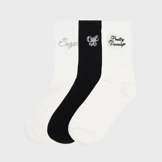 Zdjęcie produktu Cropp - Trójpak skarpet w stylu coquette - wielobarwny