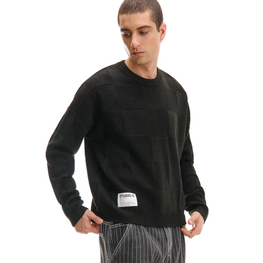 Zdjęcie produktu Cropp - Żakardowy sweter w szachownicę - czarny