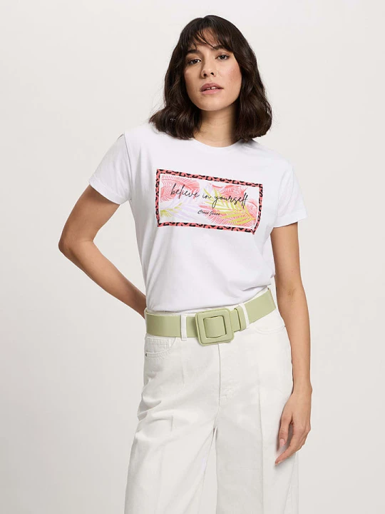 Zdjęcie produktu Cross Jeans Koszulka w kolorze białym rozmiar: L