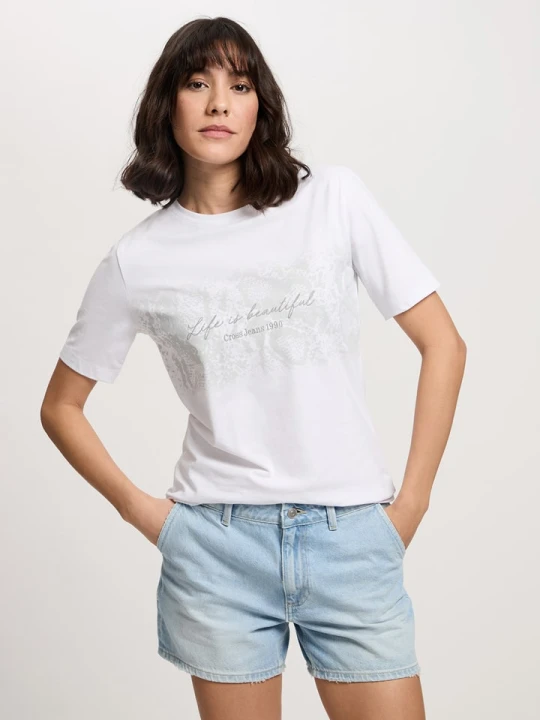 Zdjęcie produktu Cross Jeans Koszulka w kolorze białym rozmiar: M