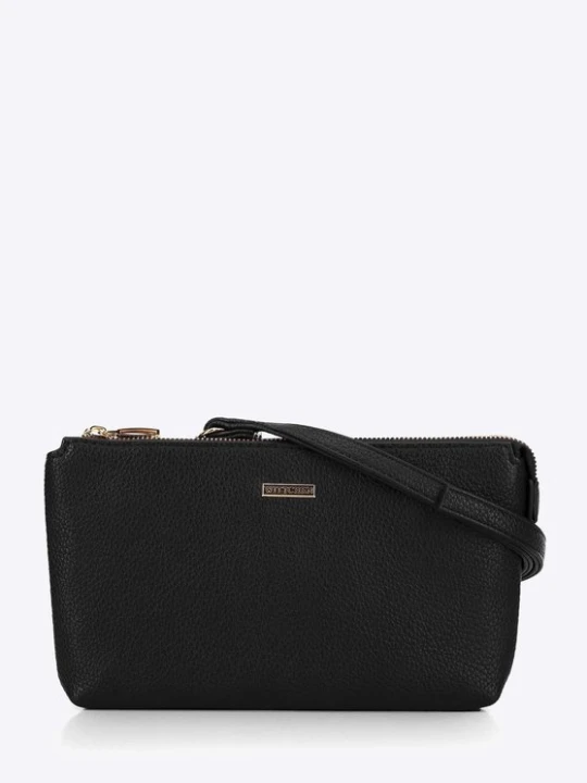 Zdjęcie produktu Crossbody z ekoskóry dwukomorowa czarno - złota Wittchen