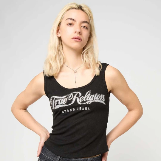 Zdjęcie produktu Crystal Square Neck Rib Tank True Religion czarny